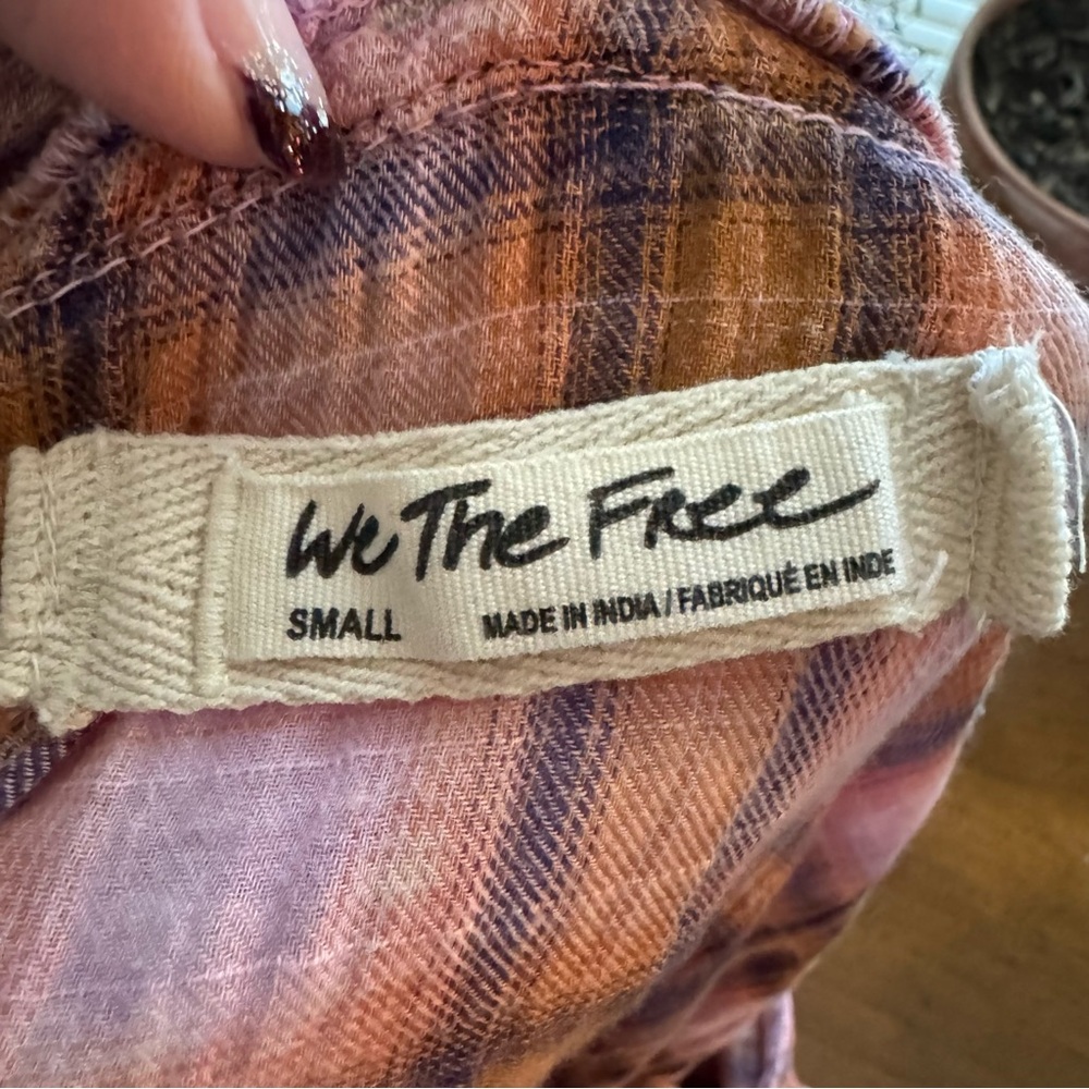 Free People We The Free One Of The Boys Oversized Tunic Top In Pink Plaid - Picture 5 of 5